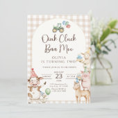Oink Baa Moo Turning Two Birthday Invitation Einladung (Stehend Vorderseite)