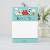 Oink Baa Moo Vielen Dank an die Party der Farm Dankeskarte (Stehend Vorderseite)