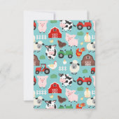 Oink Baa Moo Vielen Dank an die Party der Farm Dankeskarte (Rückseite)