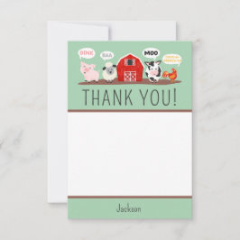 Oink Baa Moo Vielen Dank an die Party der Farm Dankeskarte