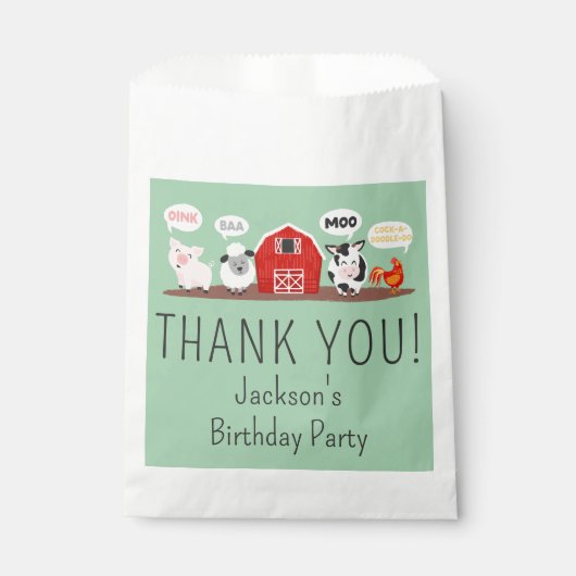 Oink Baa Moo Vielen Dank, Party für Landtiere Geschenktütchen (Vorderseite)