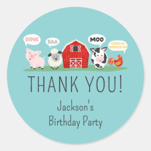 Oink Baa Moo Vielen Dank, Party für Landtiere Runder Aufkleber