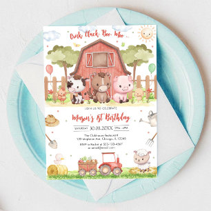 Oink Baa Quack Moo Bauernhof-Tiere Geburtstag Einladung