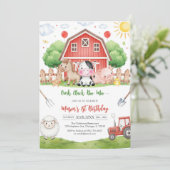 Oink Baa Quack Moo Farm Animals Birthday Einladung (Stehend Vorderseite)