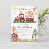 Oink Baa Quack Moo Farm Animals Birthday Einladung (Stehend Vorderseite)