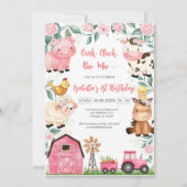 Oink Baa Quack Moo Farm Animals Birthday Einladung (Vorderseite)