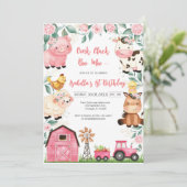 Oink Baa Quack Moo Farm Animals Birthday Einladung (Stehend Vorderseite)