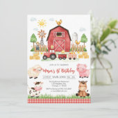 Oink Baa Quack Moo Farm Animals Birthday Einladung (Stehend Vorderseite)