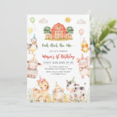 Oink Baa Quack Moo Farm Animals Birthday Einladung (Stehend Vorderseite)