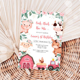 Oink Baa Quack Moo Farm Animals Birthday Einladung