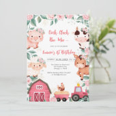 Oink Baa Quack Moo Farm Animals Birthday Einladung (Stehend Vorderseite)