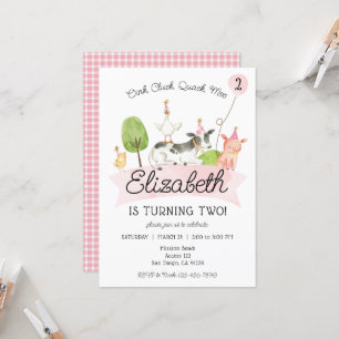 Oink Baa Quack Moo Girls Barnyard Geburtstagsparty Einladung