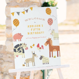 Oink Baa Quack Moo Landtiere Geburtstagsparty Poster