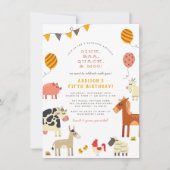 Oink Baa Quack Moo Niedliche Landtiere Geburtstag Einladung (Vorderseite)