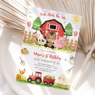 Oink Baa Quack Muh Bauernhof Tiere Geburtstag Einladung