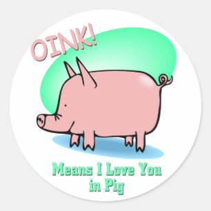 Oink bedeutet i-Liebe Sie Runder Aufkleber