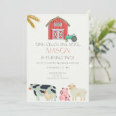 Oink Cluck Baa Moo Digitale Einladung (Stehend Vorderseite)