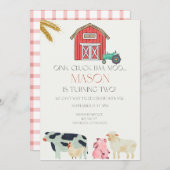 Oink Cluck Baa Moo Digitale Einladung (Vorne/Hinten)