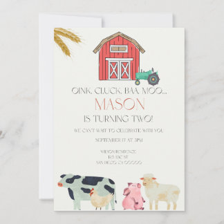 Oink Cluck Baa Moo Digitale Einladung