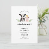 Oink Cluck Moo Niedliche Landtiere Geburtstag Einladung (Stehend Vorderseite)