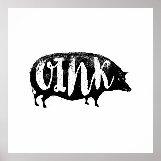 OINK Funny Vintag Pig Poster (Vorne)