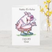 "oink" Glücklich Geburtstag Karte (Gelbe Blume)