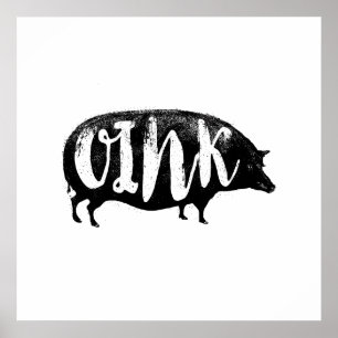 OINK Lustiges Vintage-Schwein Poster