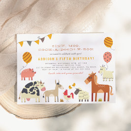 Oink Moo Cock-a-doodle-doo Landtiere Geburtstag Einladung