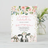 Oink Moo Cockadoodle Doo Girl Einladung zum Geburt (Stehend Vorderseite)