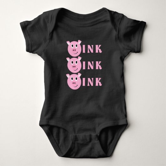 OINK! Niedlich Little Pink Cartoon Pig Girls Piggy Baby Strampler (Vorderseite)