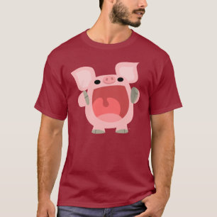 "OINK!!!" Niedlicher Cartoon-Schwein-T - Shirt
