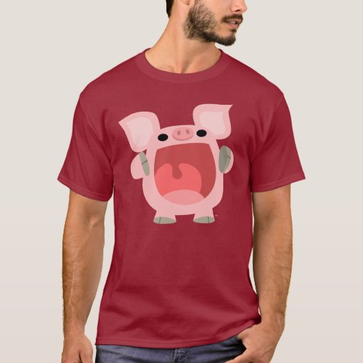 "OINK!!!" Niedlicher Cartoon-Schwein-T - Shirt (Vorderseite)