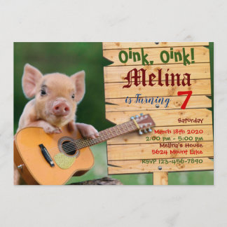 Oink, Oink! Gitarrenschwein Party Einladung