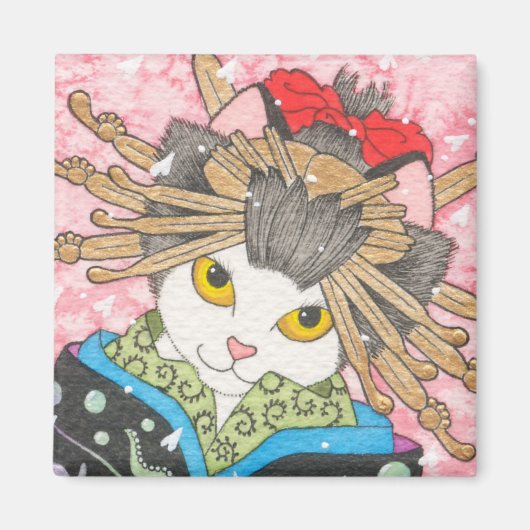 Oiran Kitty Magnet (Vorne)