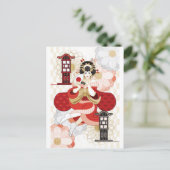 Oiran und Andon Postkarte (Stehend Vorderseite)