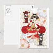 Oiran und Andon Postkarte (Vorne/Hinten)