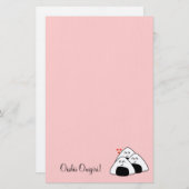 Oishii Onigiri stationär (erblassen Sie - Rosa) Briefpapier (Vorne/Hinten)