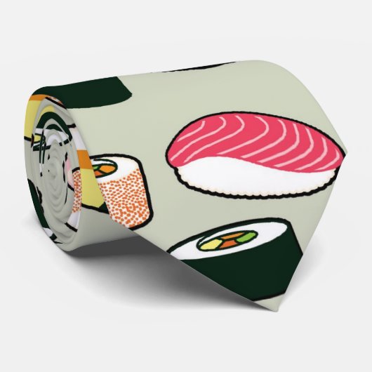Oishii Sushi Fun Illustrations Muster Krawatte (Gerollt)