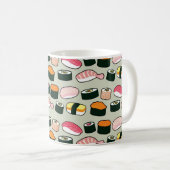 Oishii Sushi Fun Illustrations Pattern (grau) Kaffeetasse (VorderseiteRechts)