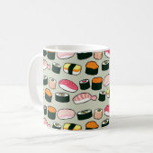 Oishii Sushi Fun Illustrations Pattern (grau) Kaffeetasse (Vorderseite Links)