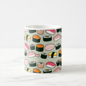 Oishii Sushi Fun Illustrations Pattern (grau) Kaffeetasse (Mittel)