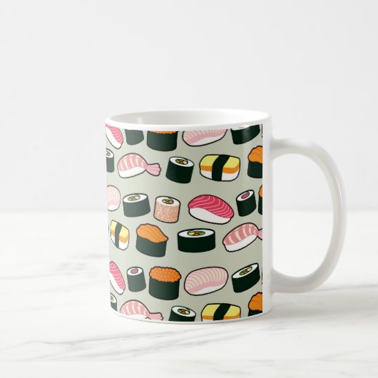 Oishii Sushi Fun Illustrations Pattern (grau) Kaffeetasse (Rechts)
