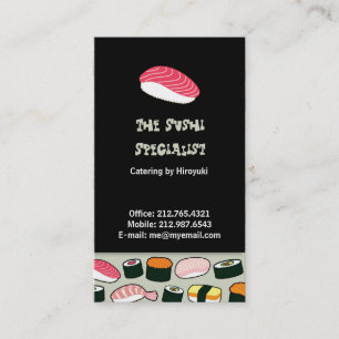Oishii Sushi Fun Illustrations Pattern (grau) Visitenkarte