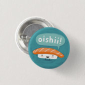 Oishii Sushi | Kawaii Salmon Sashimi Character Button (Vorne & Hinten)