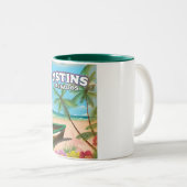 Oistins Barbados Vintages Strandposter Zweifarbige Tasse (VorderseiteRechts)