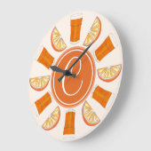 OJ Orange Juice Fruit Kitchen Breakfast Nook Große Wanduhr (Winkel)