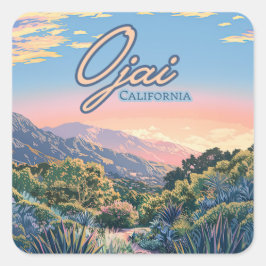 Ojai California Topa Topa Berge Landschaft Quadratischer Aufkleber