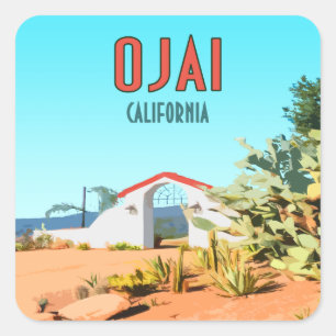 Ojai Kalifornien Sukkulente Kaktus Vintage Quadratischer Aufkleber