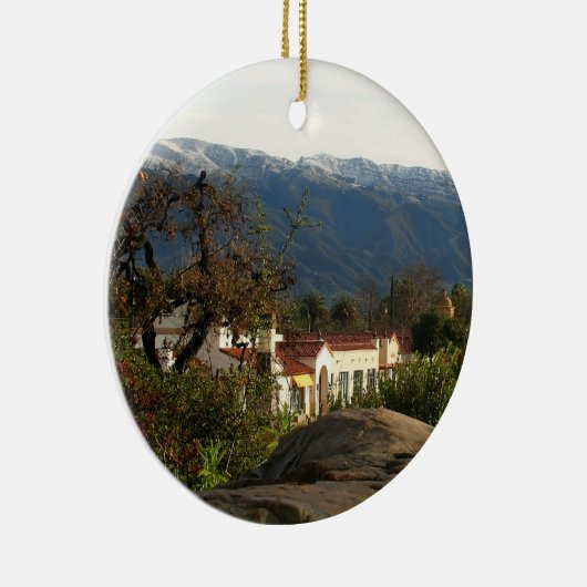 Ojai mit Schnee Keramik Ornament (Rechts)