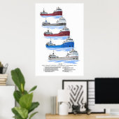 Ojibway Geschichte der Großseen Freighter Poster (Heimbüro)